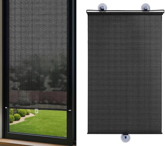 Blackout Curtain with Suction Cups, Removable Window and Car Sunshade, Telescopic Portable Roller Blind, V1188-MS-325-1906
