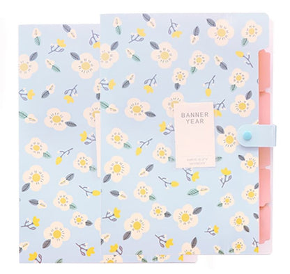 8 Compartments A4 Document Folder Waterproof Floral Pattern, Blue, with A4 Size V1188-MS-325-1908