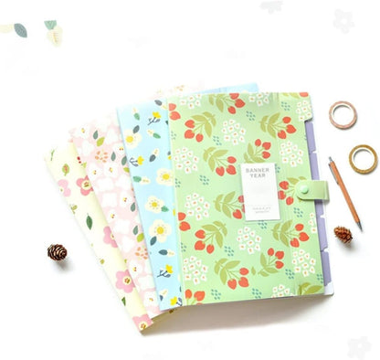 8 Compartments A4 Document Folder Waterproof Floral Pattern, Blue, with A4 Size V1188-MS-325-1908