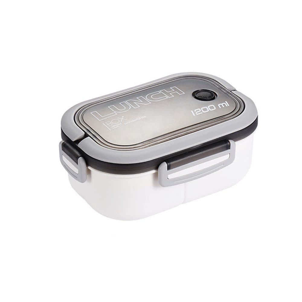 Children and Adults Lunch Box with Compartments, 14.5x21x8 cm, Practical Reusable, White V1188-MS-325-1911
