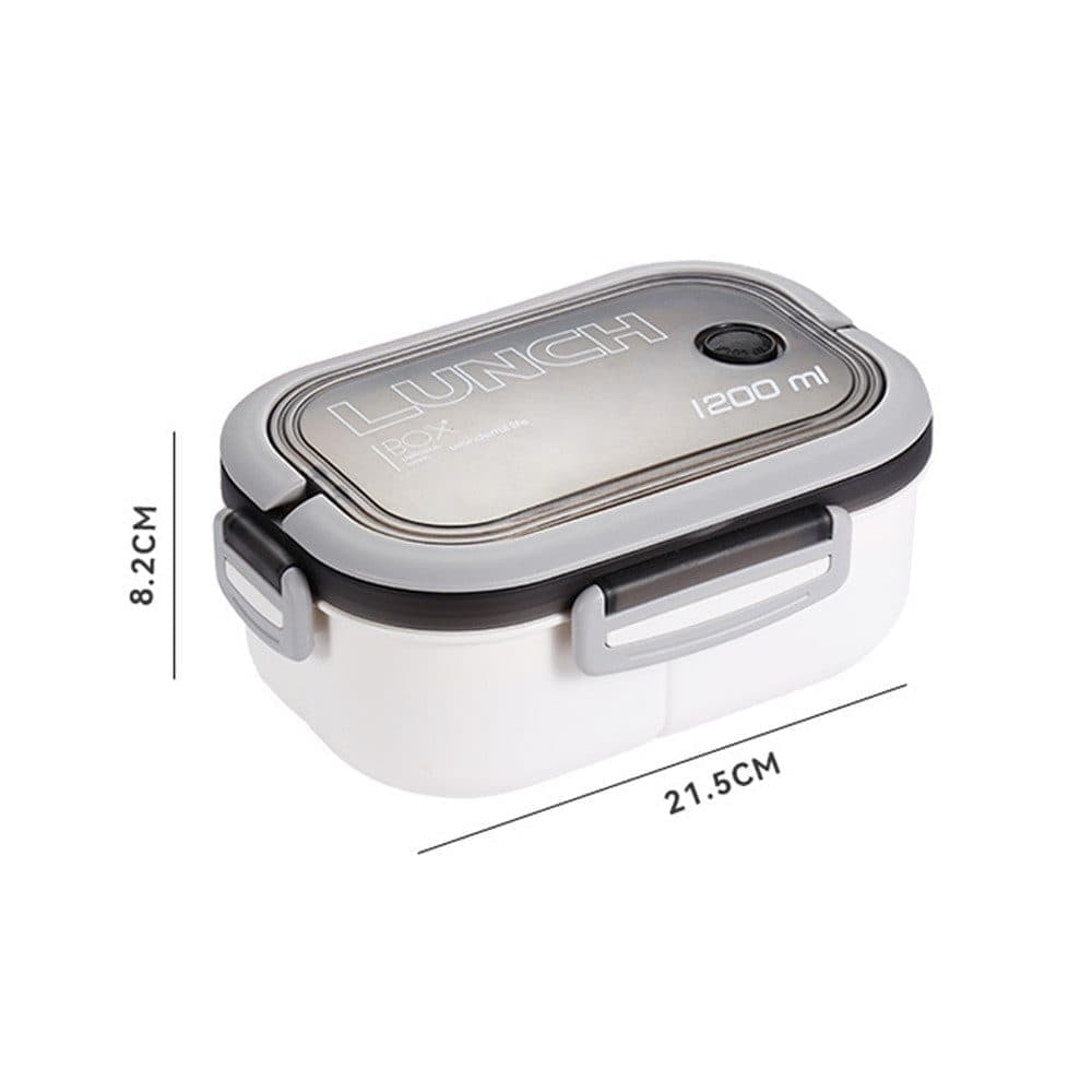 Children and Adults Lunch Box with Compartments, 14.5x21x8 cm, Practical Reusable, White V1188-MS-325-1911