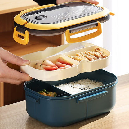 Children and Adults Lunch Box with Compartments, 14.5x21x8 cm, Practical Reusable, White V1188-MS-325-1911