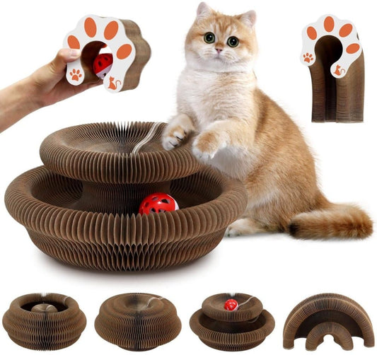 2-in-1 Cat Scratching Mat with Ball and Bell, Interactive Cat Toy, Magnetic Design, Compatible with All Cats, V1188-MS-325-1913