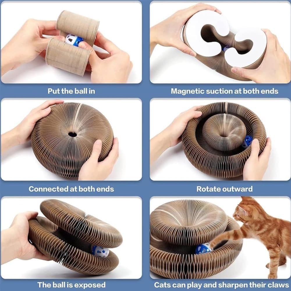 2-in-1 Cat Scratching Mat with Ball and Bell, Interactive Cat Toy, Magnetic Design, Compatible with All Cats, V1188-MS-325-1913