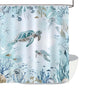 Waterproof Polyester Shower Curtain with Sea Turtle and Dolphin Design, Mildew Resistant, Light Blue, 180x180 V1188-MS-325-1916