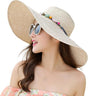 Women's Wide Brim Straw Hat UPF50+ Sun Protection Foldable Beach Hat for Summer, Beige V1188-MS-325-1919