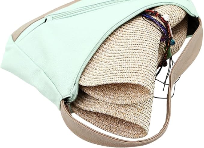 Women's Wide Brim Straw Hat UPF50+ Sun Protection Foldable Beach Hat for Summer, Beige V1188-MS-325-1919