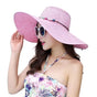 Foldable Straw Hat for Women UPF50+ Sun Protection Wide Brim, Pink, One Size V1188-MS-325-1920