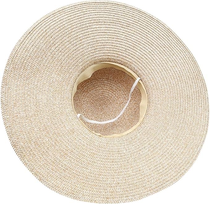 Foldable Straw Hat for Women UPF50+ Sun Protection Wide Brim, Blue, One Size V1188-MS-325-1922