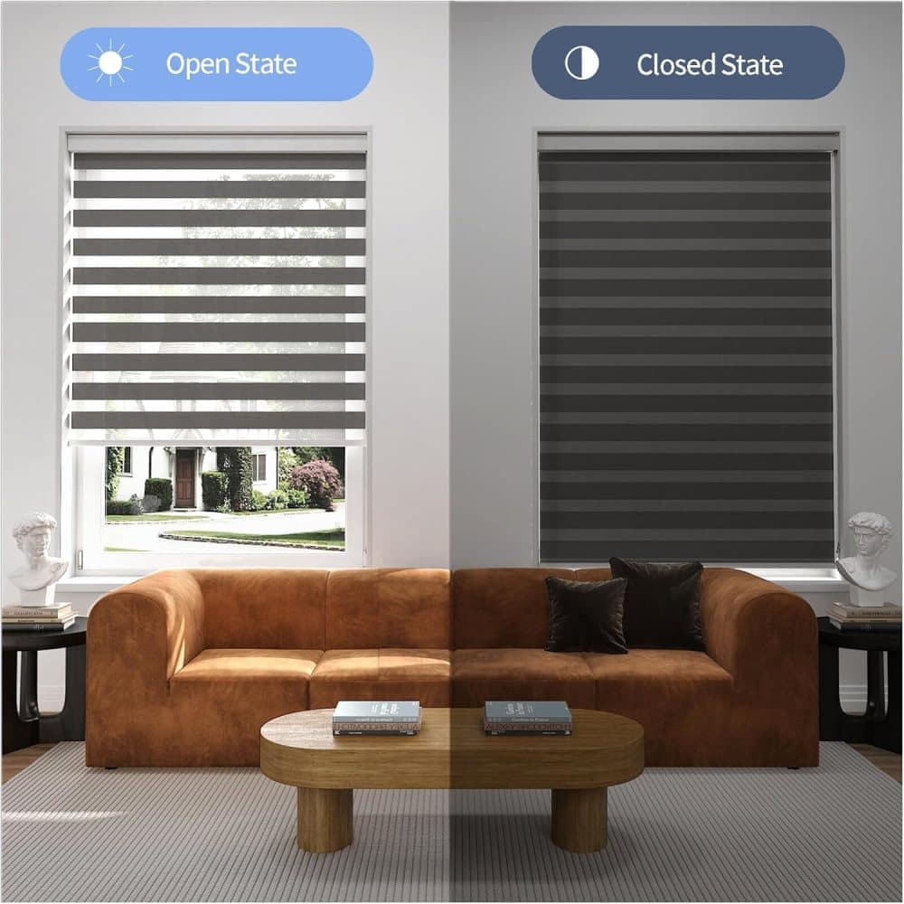 40x150CM Blackout Sun Protection Roller Blind, Blackout Zebra Blind Without Drilling, Gray V1188-MS-325-1923