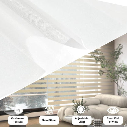 40x150CM Sun Protection Roller Blind Blackout Zebra Blind Without Drilling, White V1188-MS-325-1924