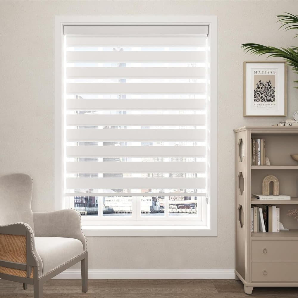 40x150CM Sun Protection Roller Blind Blackout Zebra Blind Without Drilling, White V1188-MS-325-1924