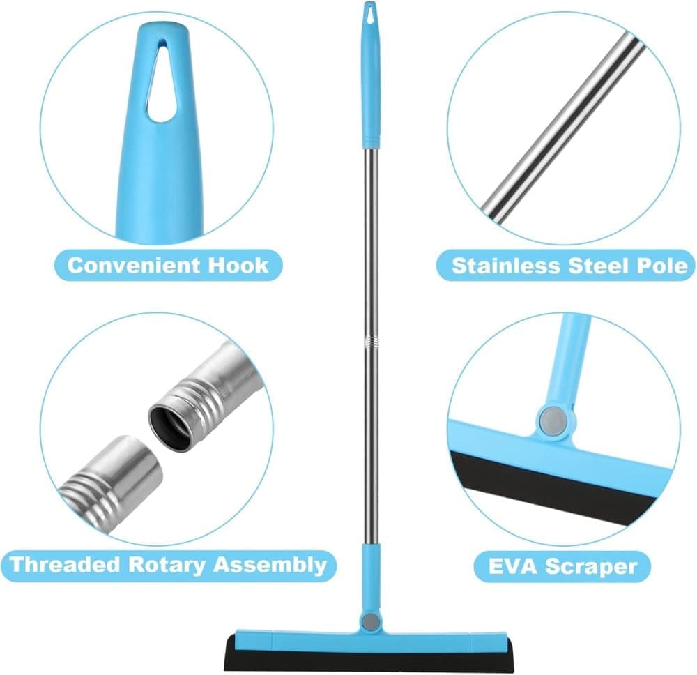 95 cm Water Scraper with Telescopic Handle, Rotatable for Wet and Dry Use, Compatible with Floors, Tiles, V1188-MS-325-1928