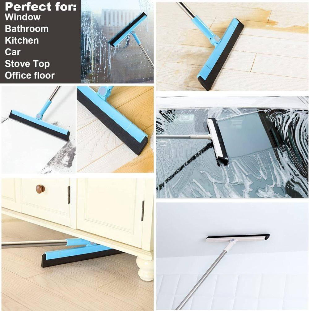95 cm Water Scraper with Telescopic Handle, Rotatable for Wet and Dry Use, Compatible with Floors, Tiles, V1188-MS-325-1928