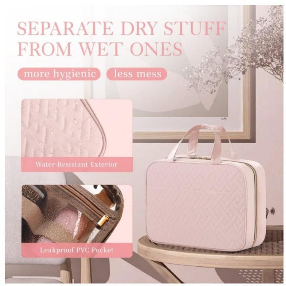 Waterproof Makeup Bag with Hanging Hook, Lightweight Toiletry Bag for Bathroom and Travel, Pink V1188-MS-325-1933
