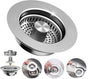 3-in-1 Stainless Steel Sink Strainer with Removable Basket, Easy to Clean Kitchen Strainer V1188-MS-325-1936