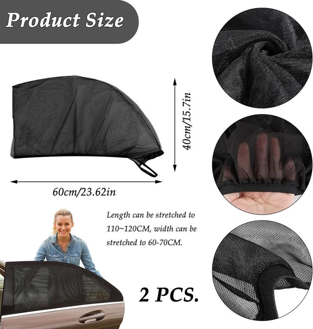 2-Pack Car Sunshade Mosquito Net, Compatible with Most Cars, Attached Over Door V1188-MS-325-1937