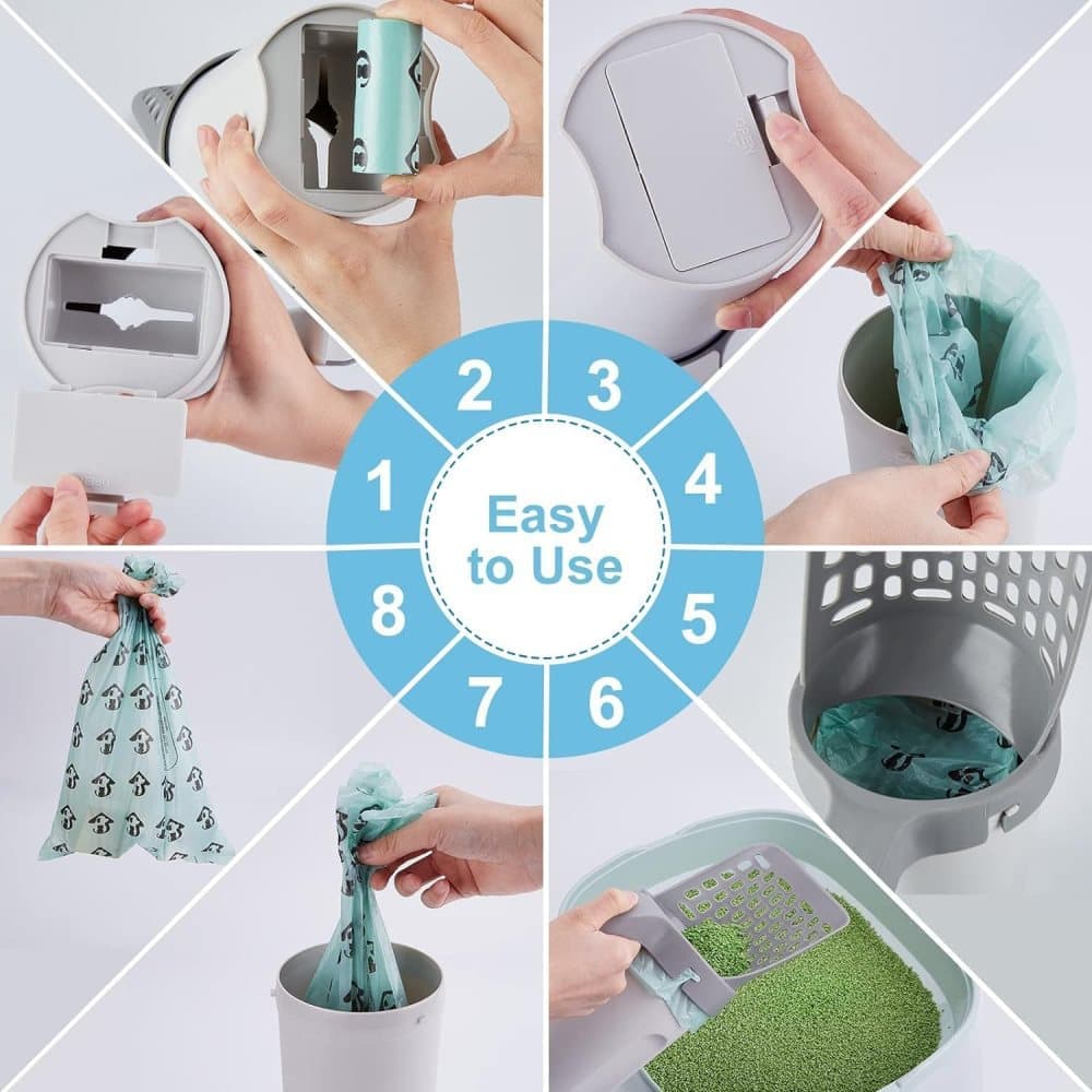 2-in-1 Litter Box Scoop with Holder and Waste Bags, Non-Slip Durable Pet Cleaning Tool V1188-MS-325-1938