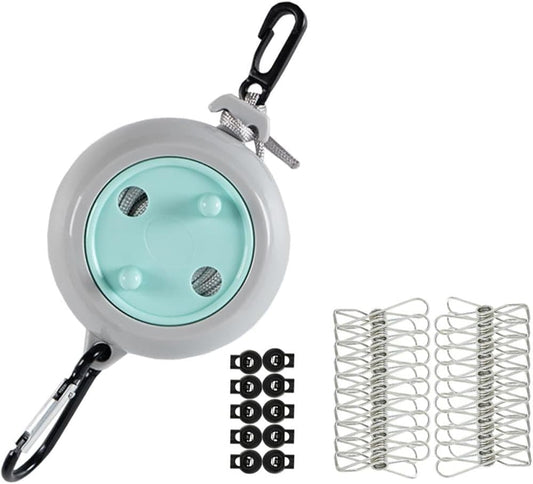 10m Portable Retractable Clothesline, Blue, for Indoors and Outdoors, Travel, Camping, Hotels, Gardens V1188-MS-325-1939