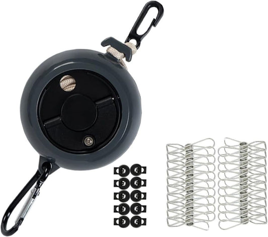 10m Retractable Clothesline, Portable for Indoors and Outdoors, Travel Camping Hotels Gardens, Black V1188-MS-325-1940