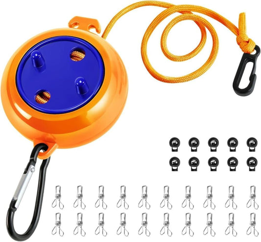 10m Retractable Clothesline Portable for Indoors Outdoors Travel Camping Hotels Gardens, 10m Orange V1188-MS-325-1941