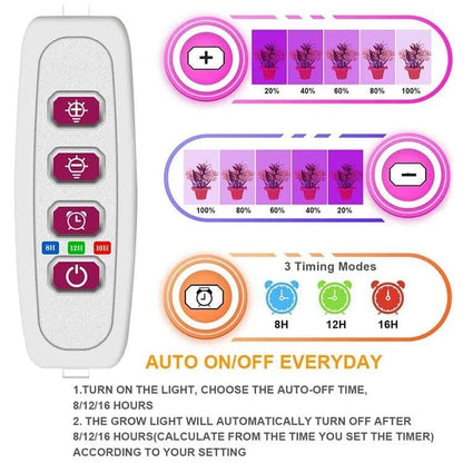 2 pcs LED Grow Light 4000K Full Spectrum with Timer, Adjustable USB Plant Lighting for Small Plants, Beige V1188-MS-325-1942