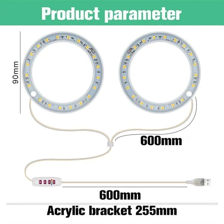 2 pcs LED Grow Light 4000K Full Spectrum with Timer, Adjustable USB Plant Lighting for Small Plants, Beige V1188-MS-325-1942