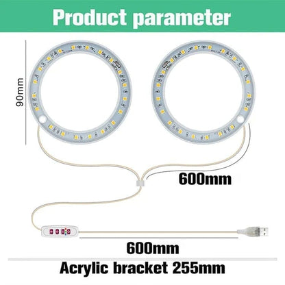 2 pcs LED Grow Light 4000K Full Spectrum with Timer, Adjustable USB Plant Lighting for Small Plants, Beige V1188-MS-325-1942