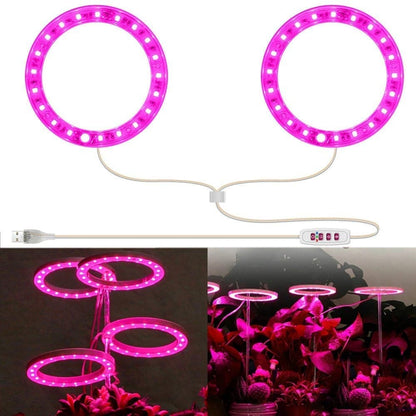2 pcs USB LED Grow Light 4000K Full Spectrum Plant Lighting with Timer Adjustable, Pink V1188-MS-325-1944