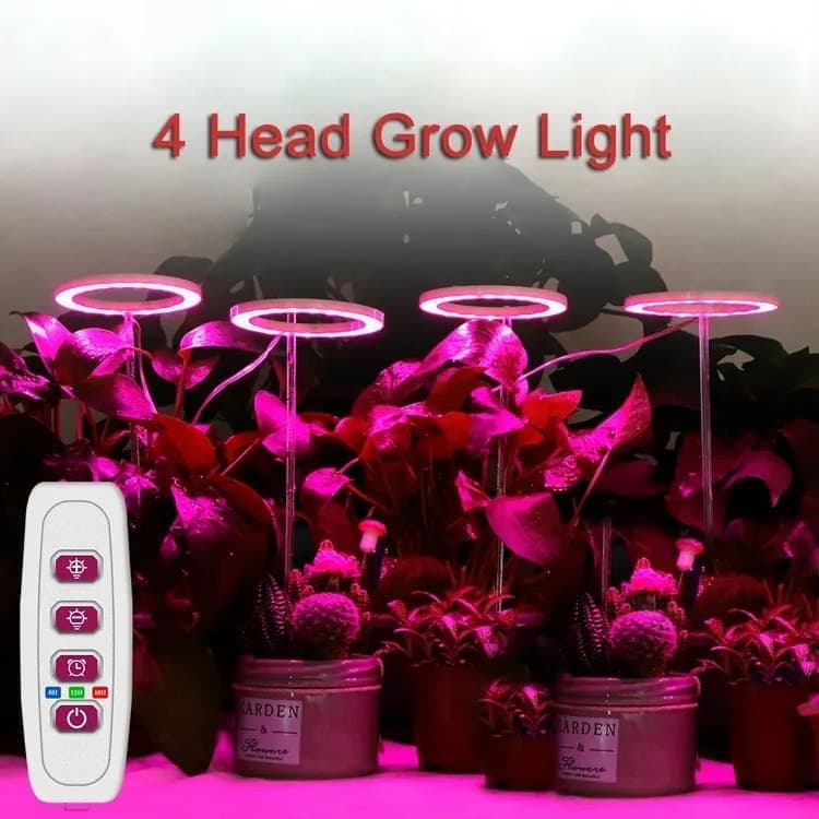 2 pcs USB LED Grow Light 4000K Full Spectrum Plant Lighting with Timer Adjustable, Pink V1188-MS-325-1944
