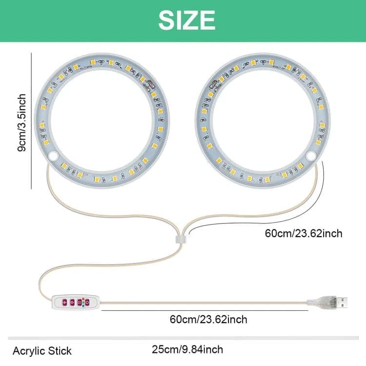 2 pcs USB LED Grow Light 4000K Full Spectrum Plant Lighting with Timer Adjustable, Pink V1188-MS-325-1944