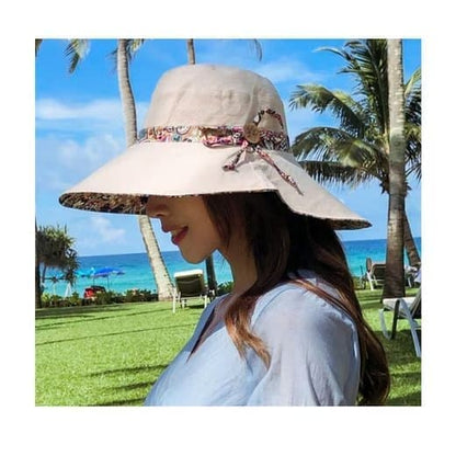 Women's Sun Hat UV Protection Wide Brim Beach Hat Foldable Visor, Pink V1188-MS-325-1950