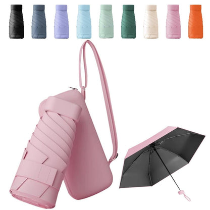 Mini Folding Pocket Umbrella 6-Fold UV Protection for Sun and Rain with Storage Box, Pink V1188-MS-325-1957