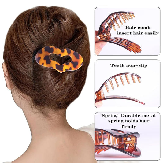 4-Pack Flat Hair Clips, Multicolored, Strong Grip Comfortable Design for Thin and Thick Hair, Oval/Square V1188-MS-325-1963
