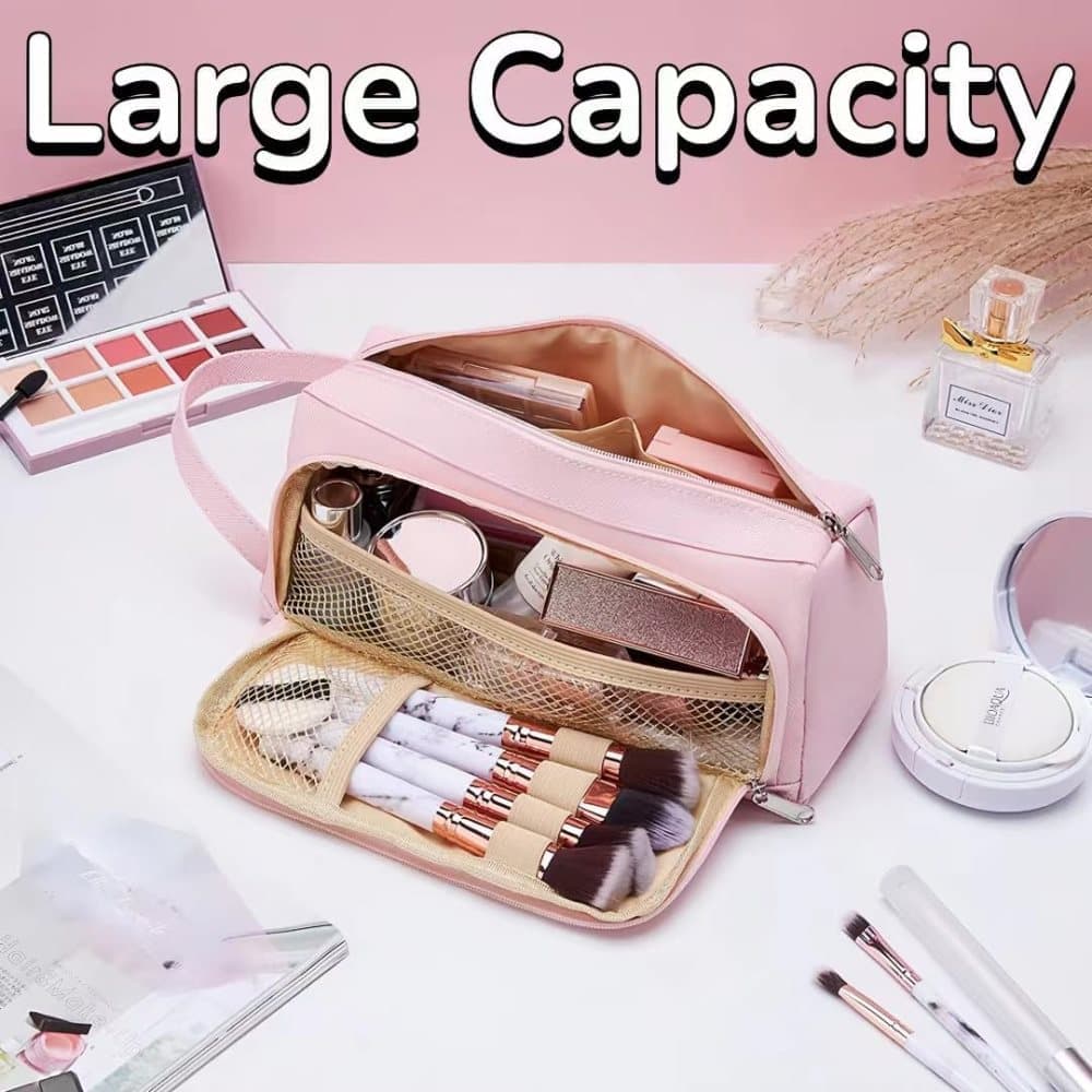 Large Capacity Pencil Case 4 Compartments, Pink/Green/Black, for School Travel Students V1188-MS-325-1965