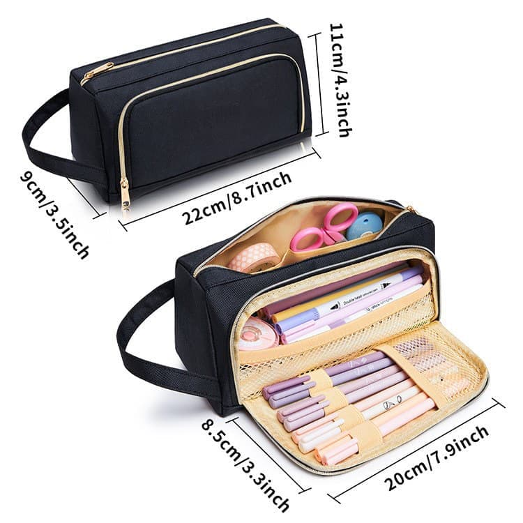 Large Capacity Pencil Case 4 Compartments, Black, Pink, Green, for School Travel, with 4 Compartments V1188-MS-325-1966