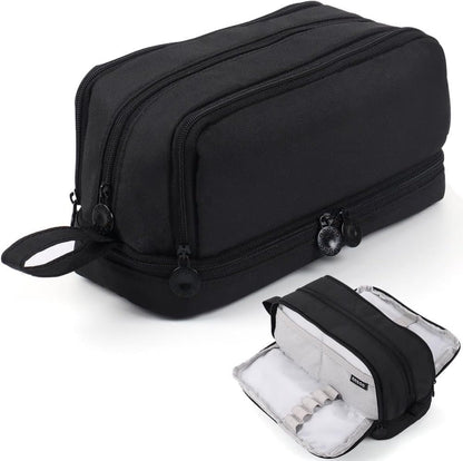 4 Compartments Multifunctional Pencil Case with Handle, Portable Pencil Bag, Black, Large V1188-MS-325-1971
