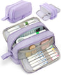 Large Pencil Case with 4 Compartments, Portable Multifunctional Pencil Bag with Handle, Purple V1188-MS-325-1972