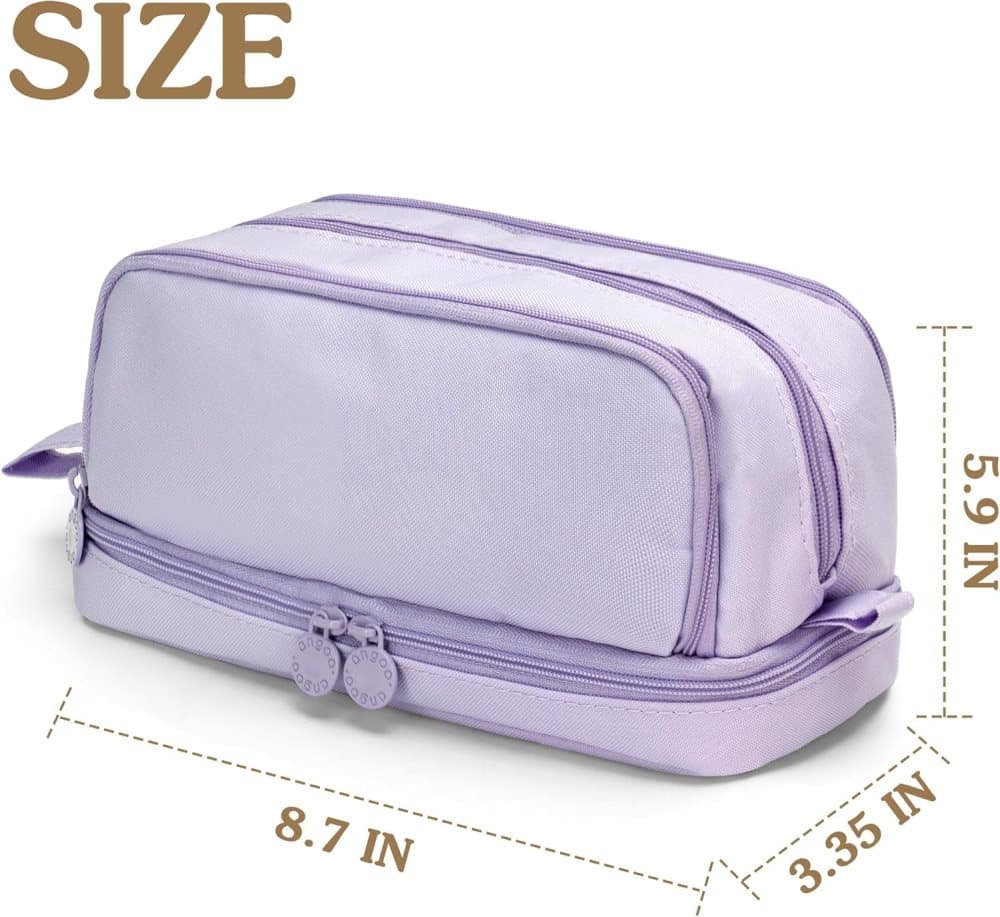 Large Pencil Case with 4 Compartments, Portable Multifunctional Pencil Bag with Handle, Purple V1188-MS-325-1972