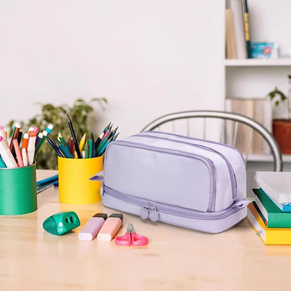 Large Pencil Case with 4 Compartments, Portable Multifunctional Pencil Bag with Handle, Purple V1188-MS-325-1972