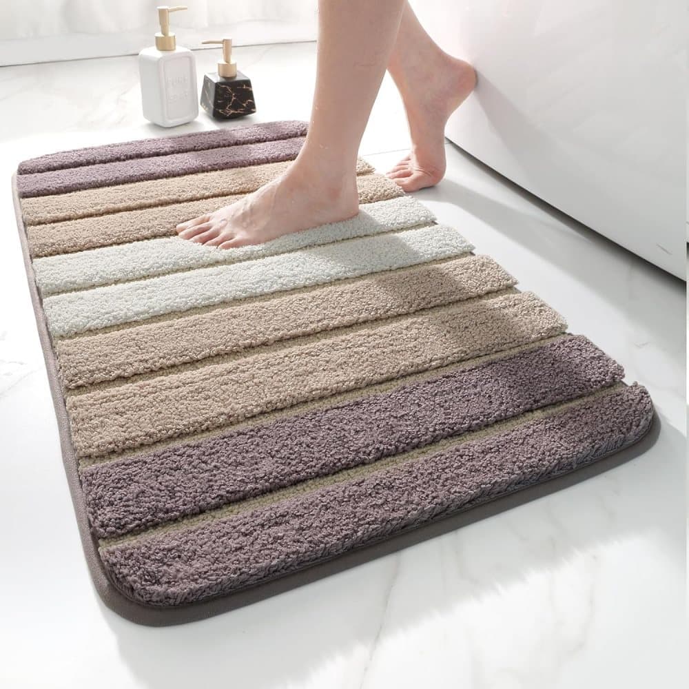 Non-slip bath mat extra soft water-absorbent machine washable, 40x60 cm, beige V1188-MS-325-1974