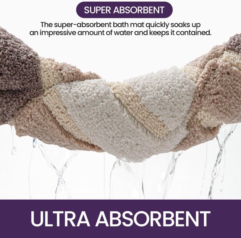 Non-slip bath mat extra soft water-absorbent machine washable, 40x60 cm, beige V1188-MS-325-1974