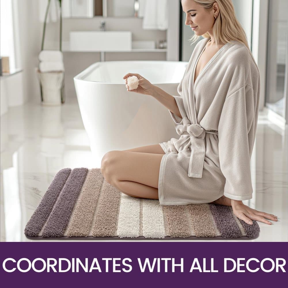 Non-slip bath mat extra soft water-absorbent machine washable, 40x60 cm, beige V1188-MS-325-1974