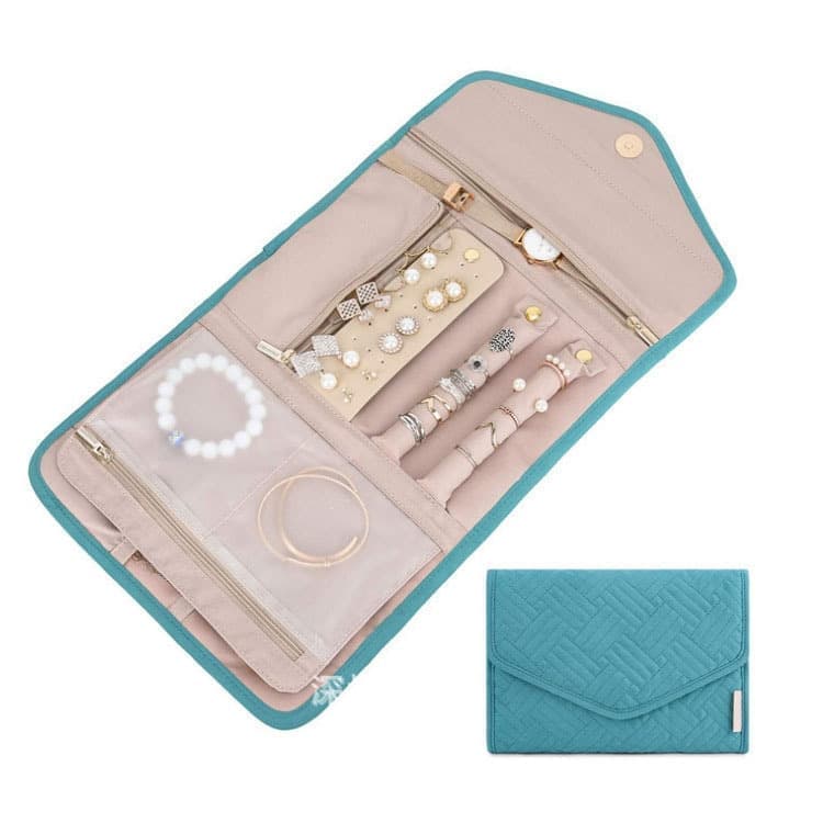 Compact Travel Jewelry Box with Compartments, Dark Blue, 23cm V1188-MS-325-1982