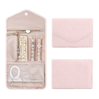 Compact Travel Jewelry Box with Compartments, Pink, 23cm V1188-MS-325-1984