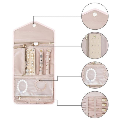Compact Travel Jewelry Box with Compartments, Pink, 23cm V1188-MS-325-1984