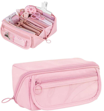 Waterproof Pencil Case with Zipper, Large Multifunctional Travel Pencil Box for Students and Office, Pink V1188-MS-325-1988