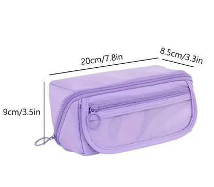 Large Waterproof Pencil Case with Zipper, Multifunctional Travel Pencil Box for Students & Office, Beige V1188-MS-325-1989