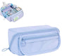 1 Large Waterproof Pencil Case with Zipper, Multifunctional Travel Pencil Box for Students & Office, Blue V1188-MS-325-1990