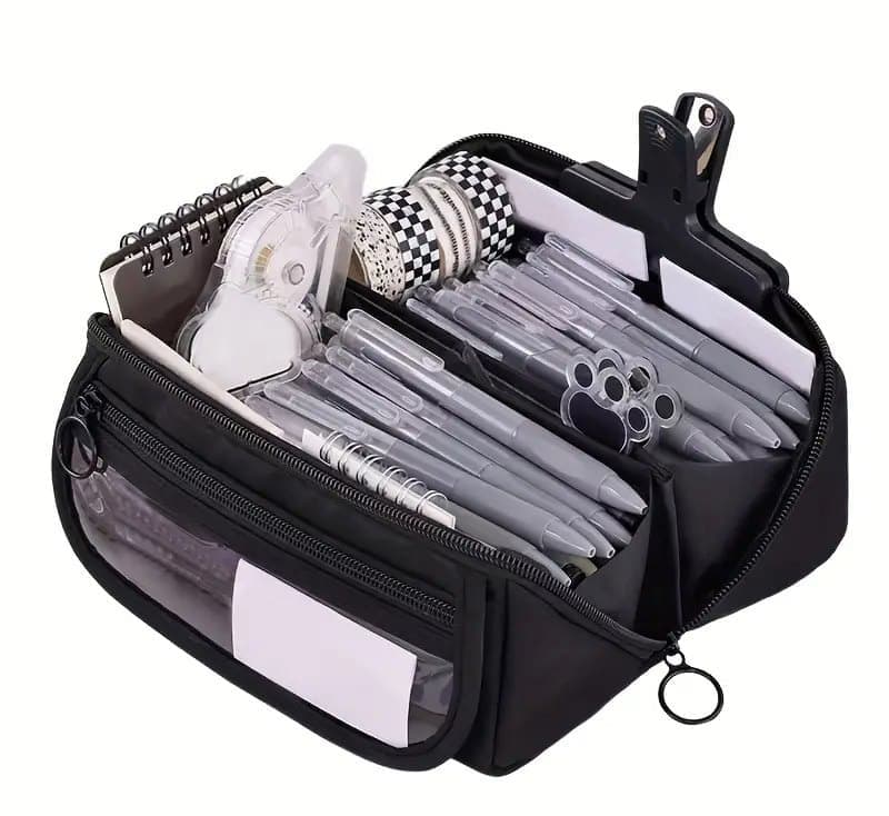 Waterproof Pencil Case with Zipper, Large Black Travel Pencil Box for Students & Office V1188-MS-325-1991